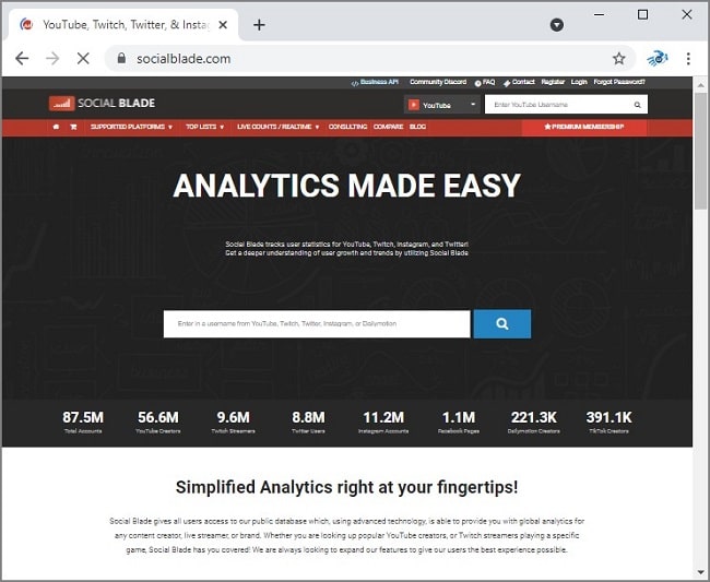 محاسبه اینگیجمنت با استفاده از سایت socialblade