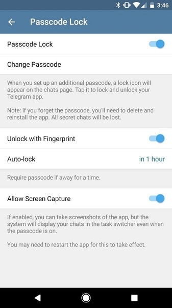 قفل تلگرام با Passcode Lock